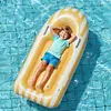 Inflatable Pool Float with Clear Window Summer Swimming Equipment (Yellow)