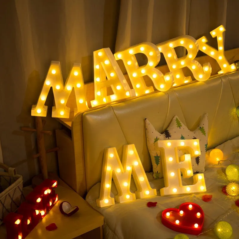 DIY LED Letter Night Light Creative 26 English Alphabet Number Battery Lamp Romantic Wedding Party Decoration