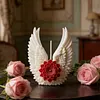 3D Angel Wing Flower Mould Silicone Wave Spiral Candle Mould Reusable Easy To Demold for Candles Soaps Crafts DIY Home Decor (Heart Wreath)