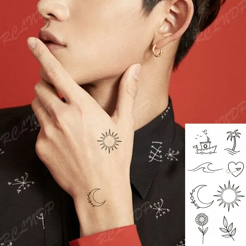 Waterproof Temporary Tattoo Sticker Body Art Love Wave Heartbeat Line Small Size Fake Tatto Flash Tatoo for Girl Women