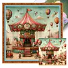 >SALE<Full Embroidery Eco-cotton Thread 11CT Print Carousel Cross Stitch Kit 50x50cm