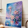 Flower Jellyfish DIY Pearl Painting Kit with Frame 30x40cm Pearl Gem Paintings Picture Arts Craft for Adults Beginners Gift Home Wall Decor