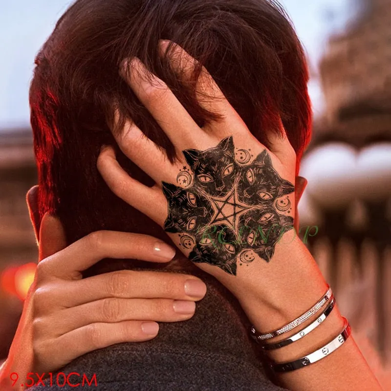 Waterproof Temporary Tattoo Sticker Satan Lucifer Circle Steering Fake Tatto Flash Tatoo Hand back Art Tattoos for Boy Women Men