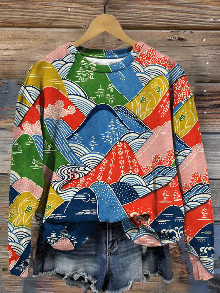 Japanese Washi Paper Art Graphic Vintage Sweatshirt elevenforest