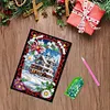 (US Local)Christmas House A5 Size Diamond Painting Notebook Set with 4Pcs Bookmark Gift