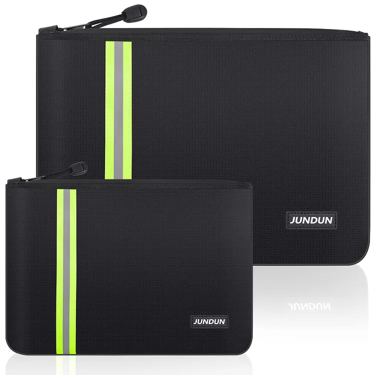 JUNDUN Document Bags Upgraded 2 Pack - Black (14&rdquo;x10&rdquo; | 10.6&rdquo;x6.7&rdquo;)