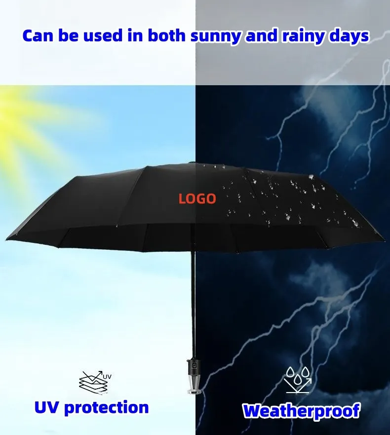  VIP business folding 10-bone black plastic umbrella