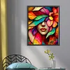 (Big Size)Color Half Face Girl - 11CT Stamped Cross Stitch - 50*60cm