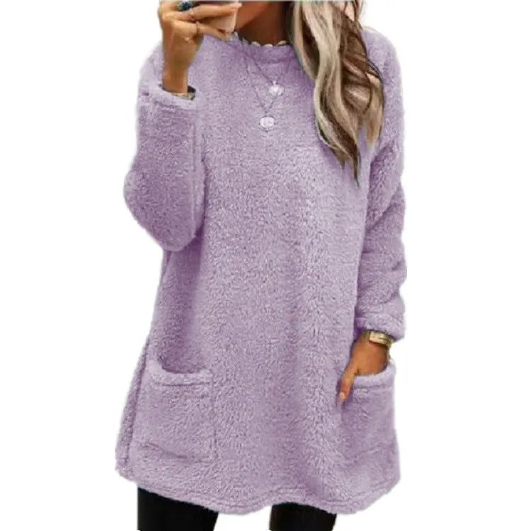 Brownm Long Sleeve Pocket Fleece Sweatshirt T-shirt Sweaters