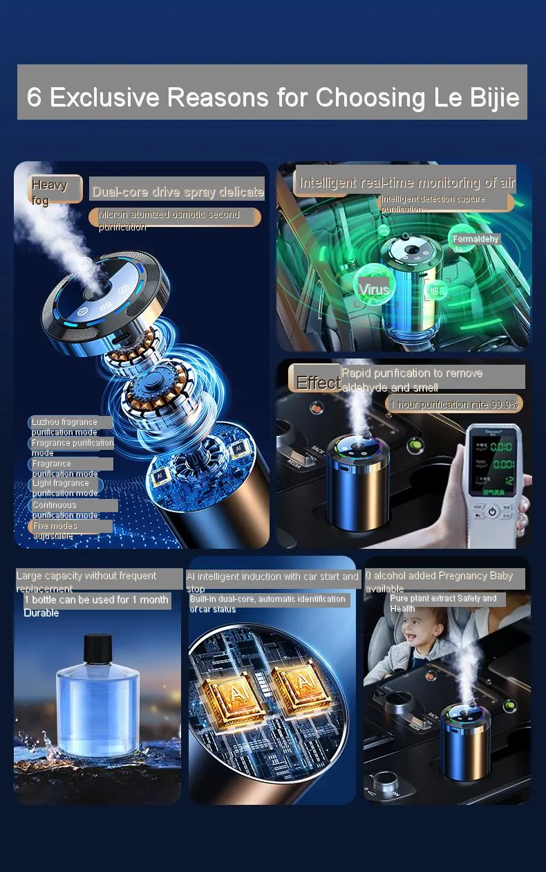 Smart car air freshener, automatic induction atomization, adjustable concentration, USB charging, customized car logo