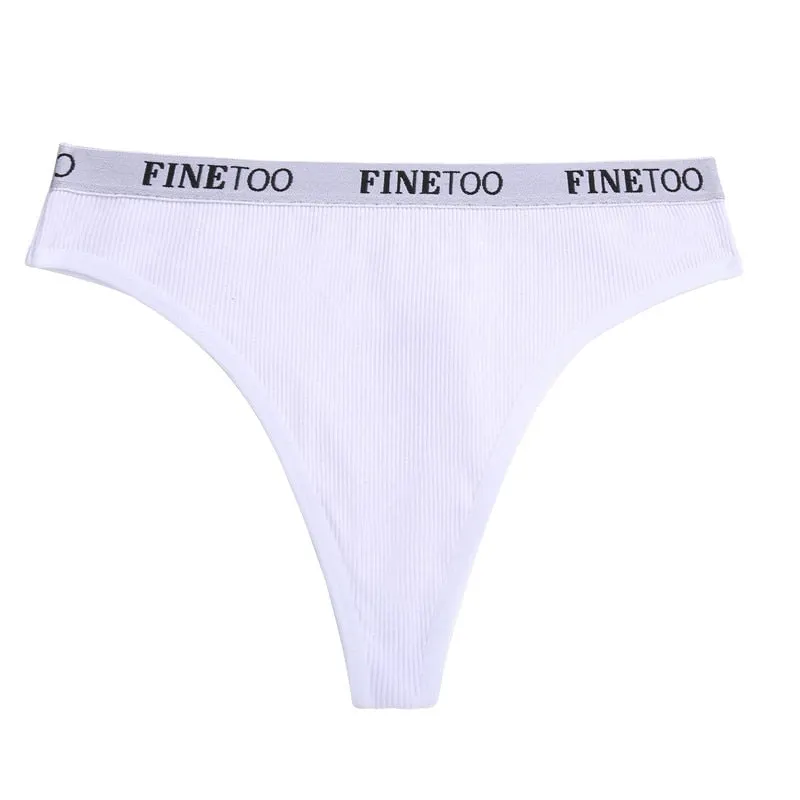 FINETOO Women G-string Cotton Thong M-XL Letter Design Femme Underwear Sexy Panties Underpant Intimate Thong Girl Panty Lingerie