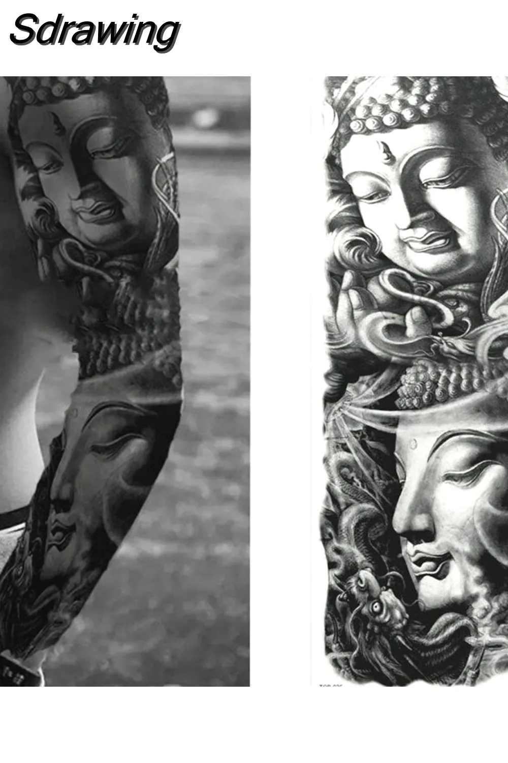 Sdrawing Full Arm Tattoo Lion Crown King Rose Waterproof Temporary Tatoo Sticker Wild Wolf Tiger Men Skull Totem Tattoo 430-1