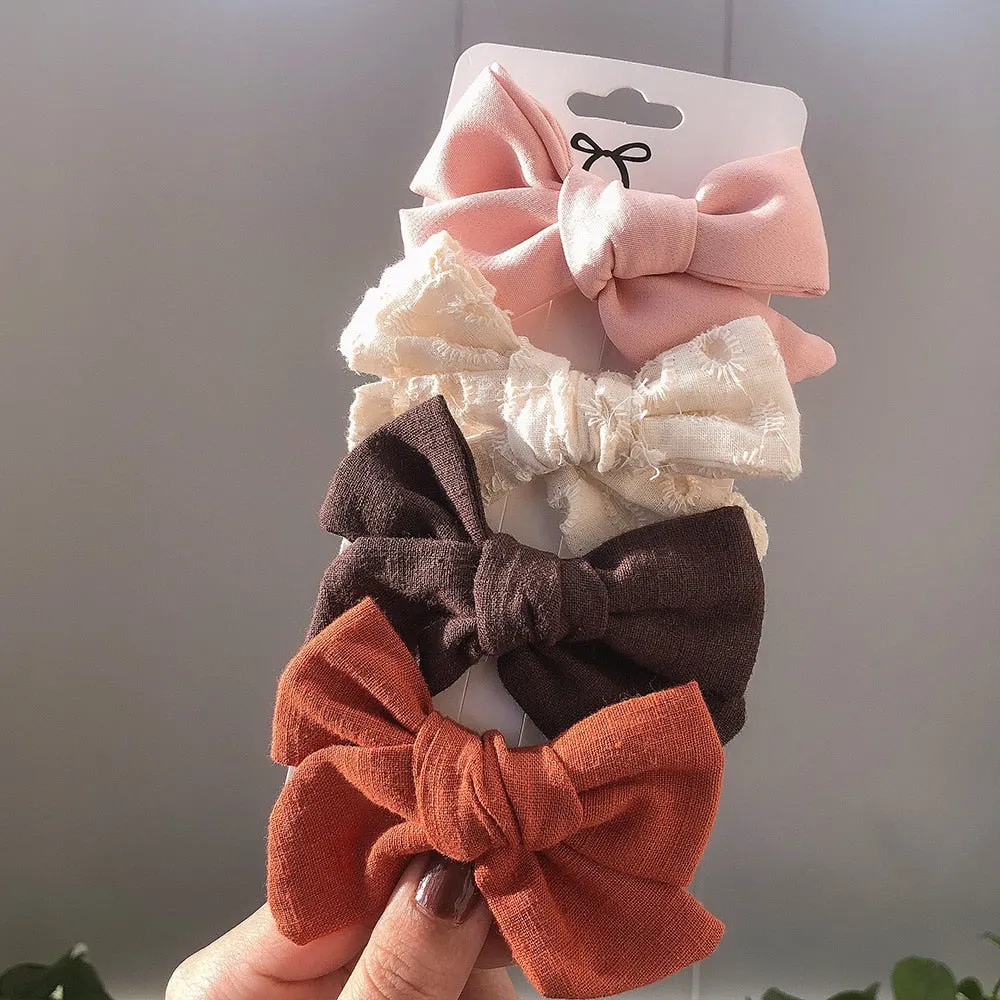 4Pcs/set 2021 New Leopard Print Hair Clips For Cute Girls BB Boutique Hairpins Bowknot Barrettes Headwear Kids Hair Acesssories