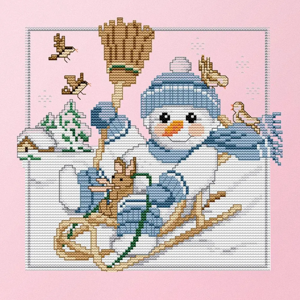 14ct Stamped Cross Stitch - Christmas Snowman (26*23cm)