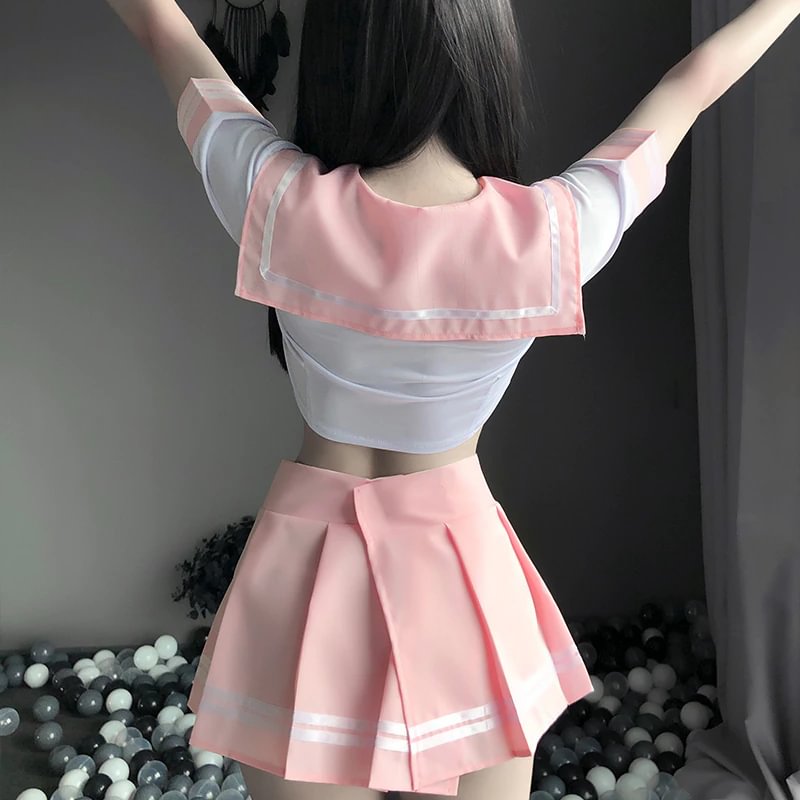 Billionm OJBK Sexy Pink School Girl Navy Sailor Costumes DDLG Miniskirt Velcro Outfit Women Cosplay Lingerie Student Uniform Fashion 0631