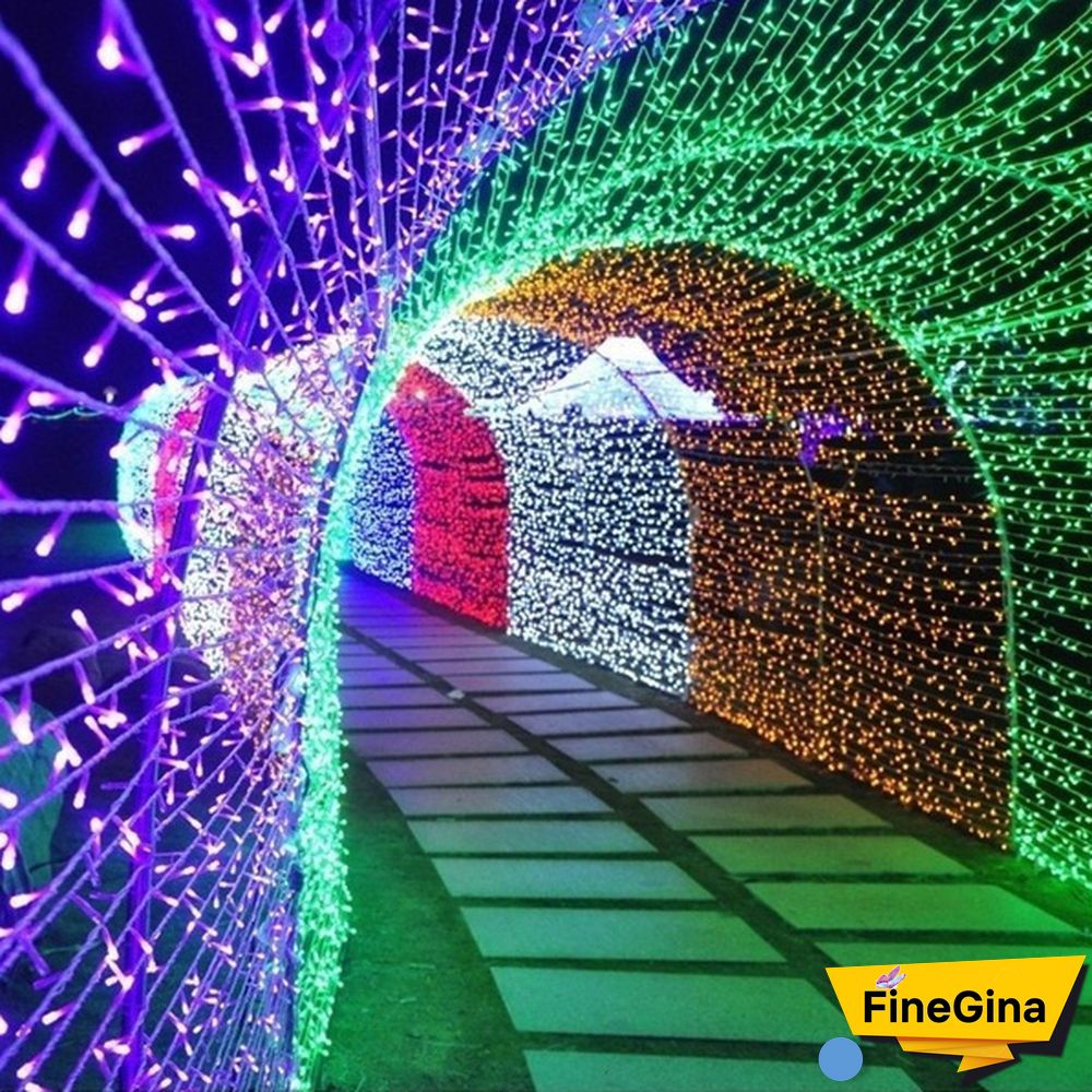 Christmas Garland 400LED Curtain Icicle String Lights Wedding Mariage Decoration Xmas Navidad Garland LED Light Strip Garden Street Mall Eaves Outdoor Decorative Fairy Light 2 Style