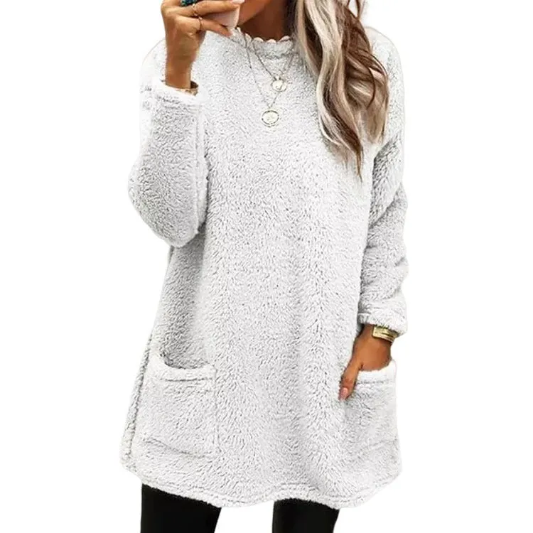 Brownm Long Sleeve Pocket Fleece Sweatshirt T-shirt Sweaters
