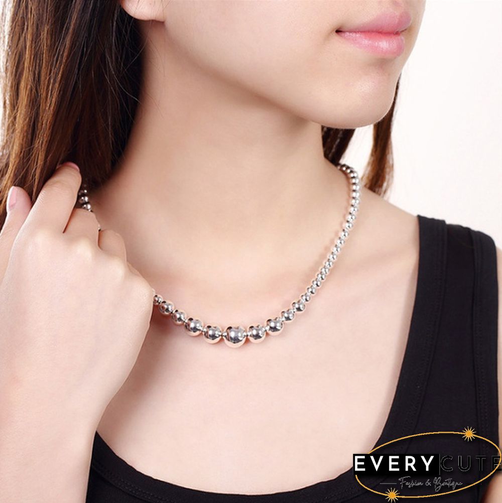 Factory price top quality 925 sterling silver bead jewelry sets necklace bracelet bangle