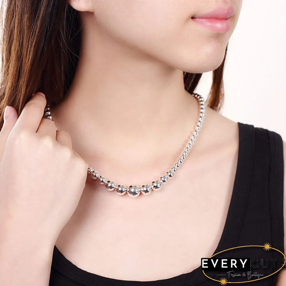 Factory price top quality 925 sterling silver bead jewelry sets necklace bracelet bangle
