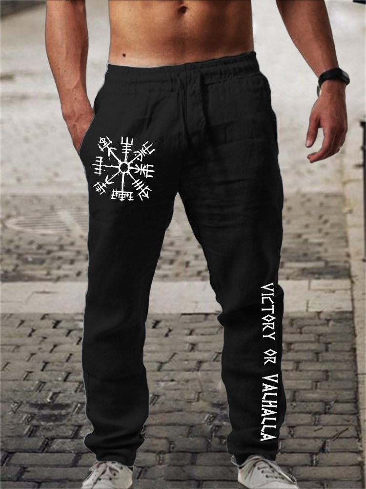 Men's Viking Victory Or Valhalla Vegvisir Casual Pants