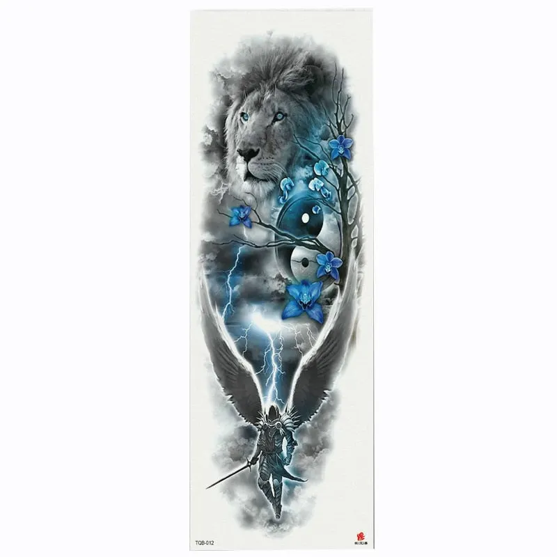 2018 New Full Flower Arm Tattoo Sticker Skeletons and Roses Temporary Body Paint Water Transfer Tattoo Sleeve