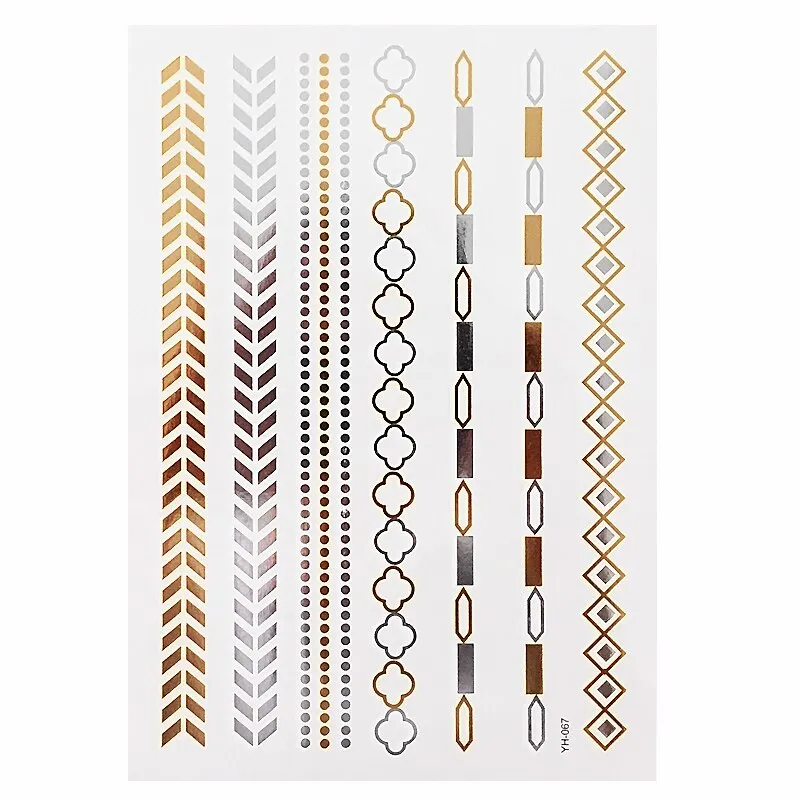 1pcs Tattoo Sticker Gold Foil Long-Lasting Temporary Temporary Tattoos for Girls