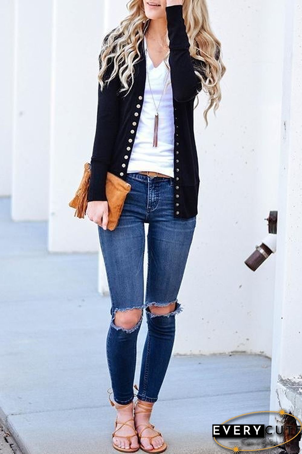 Long Sleeves Buttons Design Cardigan Tops(7 Colors)