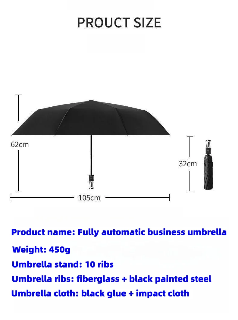  VIP business folding 10-bone black plastic umbrella