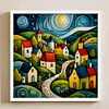 Colorful Houses - 14CT Stamped Cross Stitch - 40*40cm