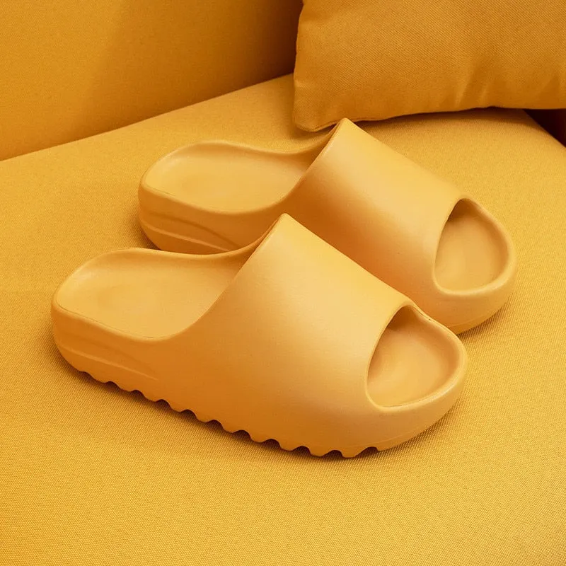 Men and Women Slippers Summer Thicken Solid Color Home Indoor Shoes Eva Non-slip Beach Slides Bathroom Shoes Shower Slippers