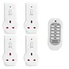 4pcs UK Plug Power Outlet Light Switch Socket+1pc Wireless Remote Control