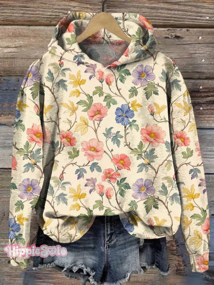 Women&rsquo;s Vintage Lovely Floral Art Print Casual Sweatshirt Multicolor / S