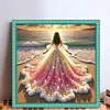 Beach Dress Girl-11CT Stamped Cross Stitch 45*45cm/17.72*17.72in