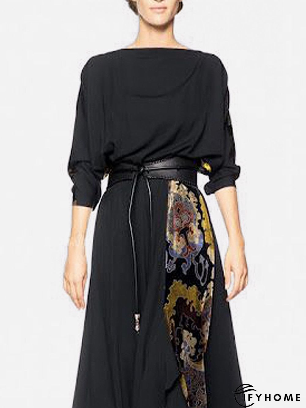 Long sleeve Boat Neck Loose Blouse | IFYHOME
