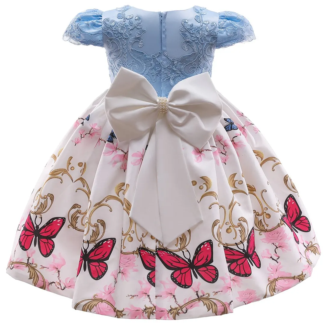 Flower Girls Dresses for Wedding  Birthday Kids Clothes Dress Girl  Elegant Princess Butterflies Children Formal Pageant Gown