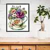 (Stamped/Counted) Flowers In Tea Cup - 18CT Cross Stitch 20*25cm/7.87*9.84in