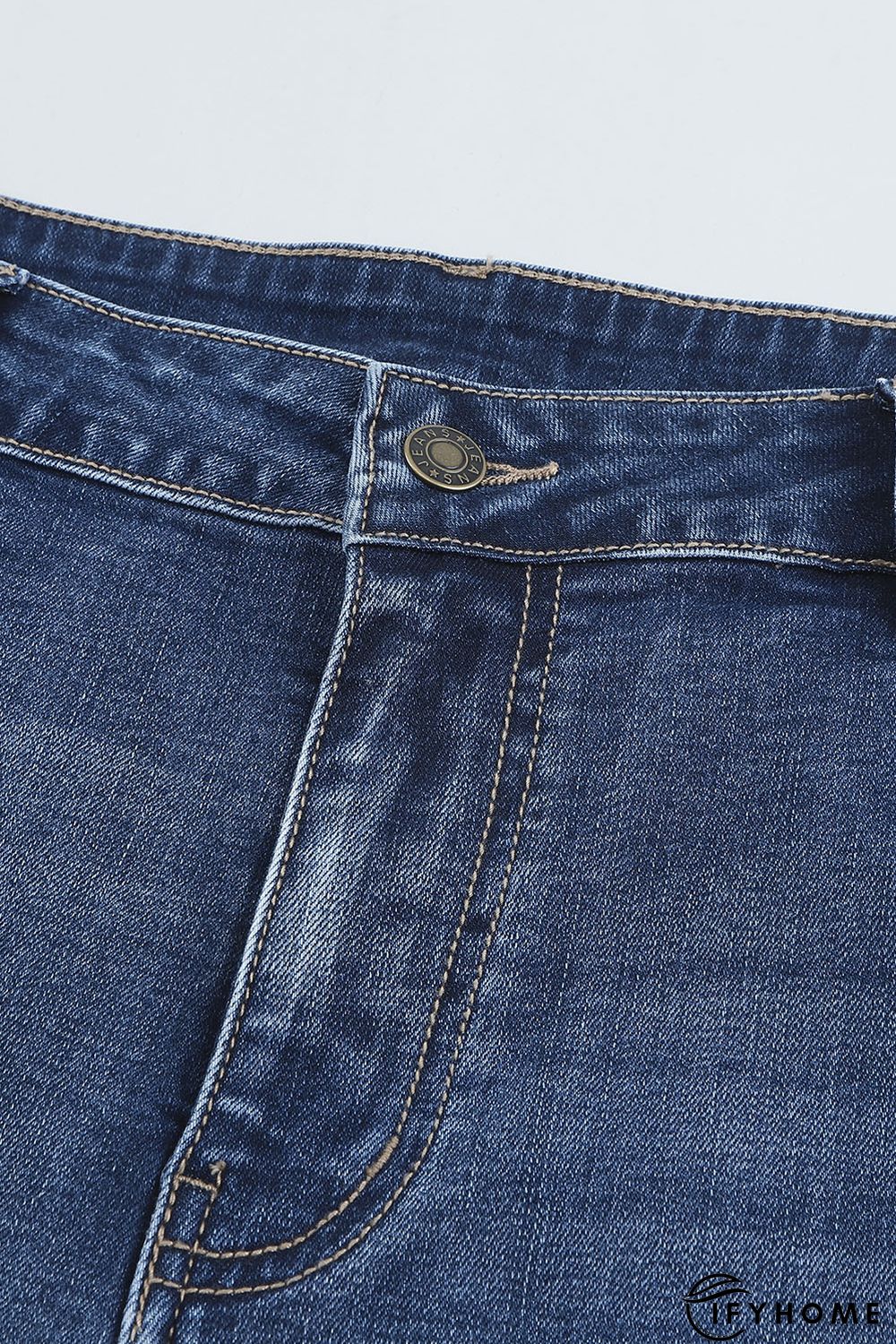 Blue Distressed High Waist Plus Size Jeans | IFYHOME