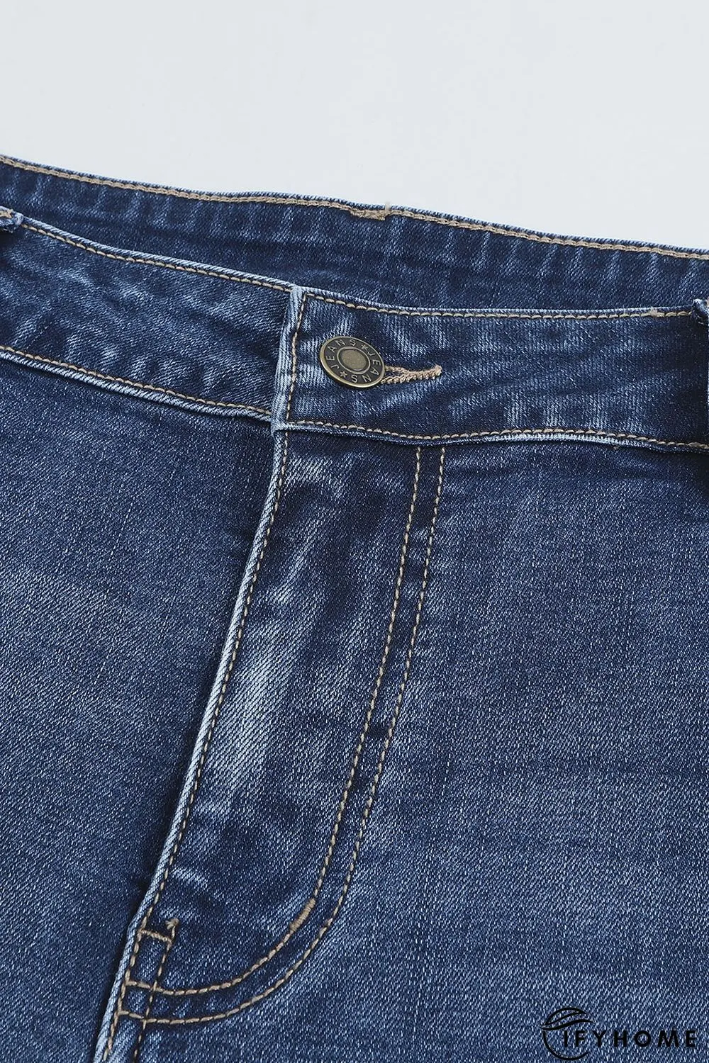 Blue Distressed High Waist Plus Size Jeans | IFYHOME