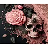 Skull Pink Roses-Full Round Diamond Painting 50*60CM