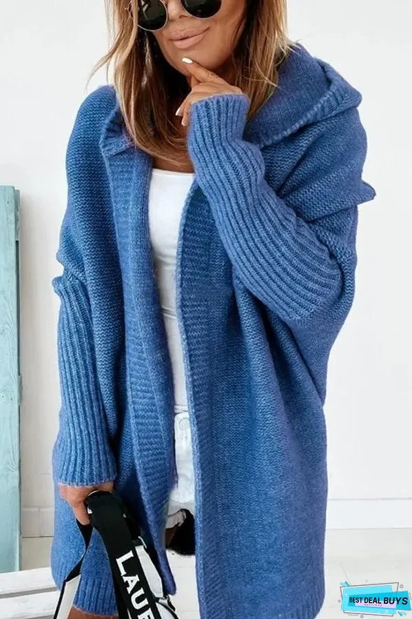Fall for Nyc Solid Hooded Casual Cardigan