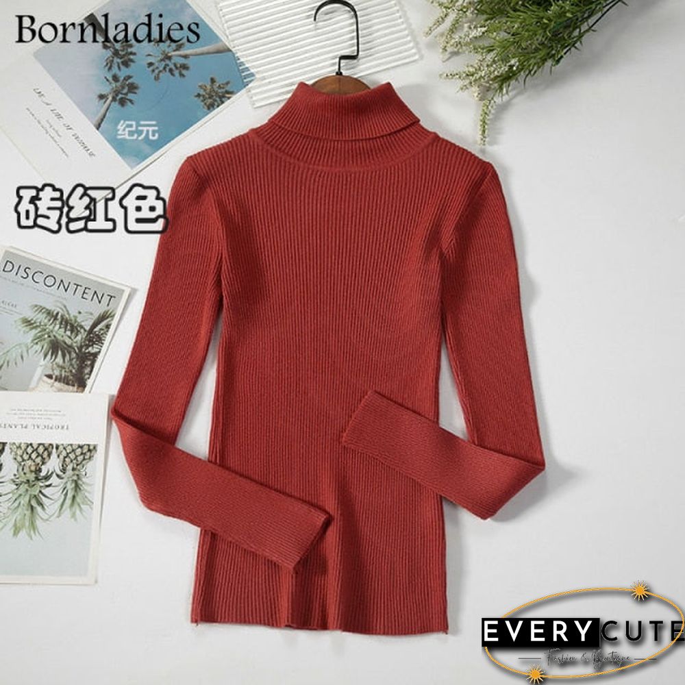 Bornladies Basic Turtleneck Women Sweaters Autumn Winter Tops Slim Women Pullover Knitted Sweater Jumper Soft Warm Pull