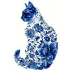 Blue And White Porcelain Cat-11CT Stamped/Counted Cross Stitch 40*40cm/15.75*15.75in