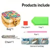 (US Local)Small Grid Diamond Painting Mirror Bag Rhinestone Jewelry Box for Women (Gold)