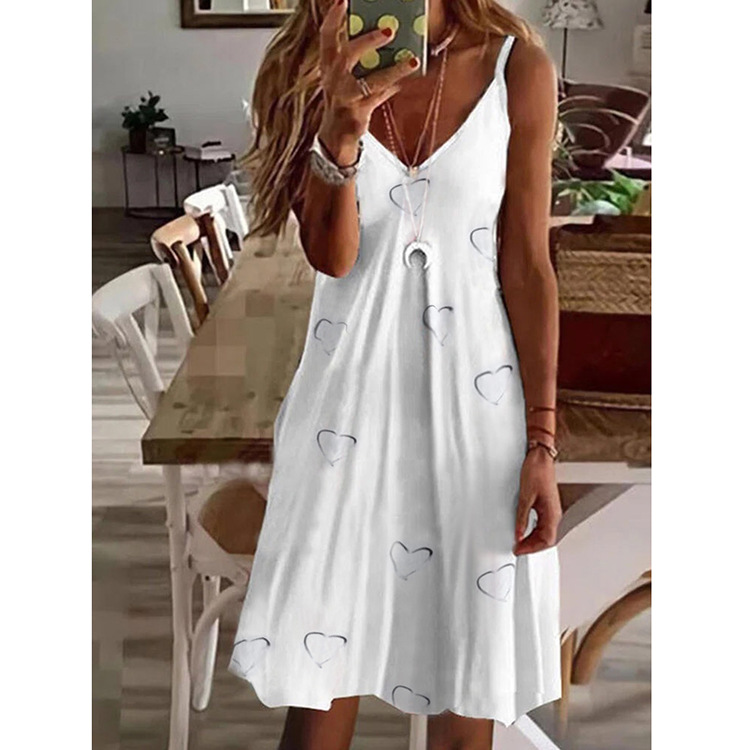 Plus Size V-neck Loose Printing Slip Dress