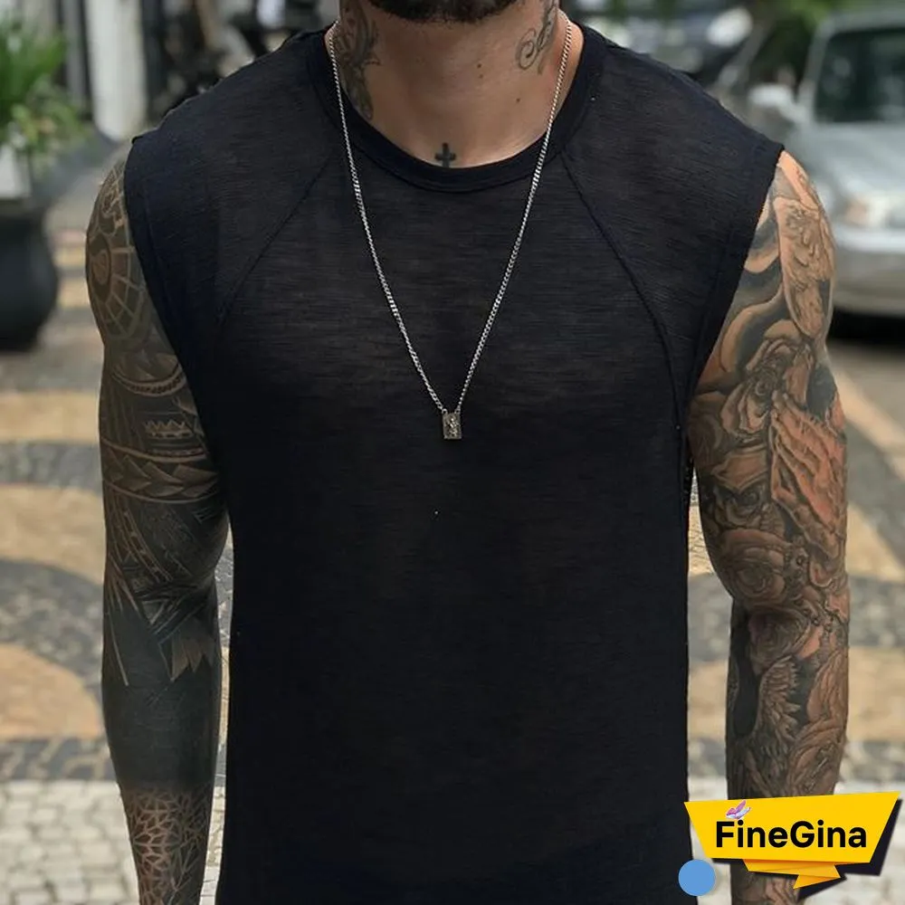 Solid Color Round Neck Vest