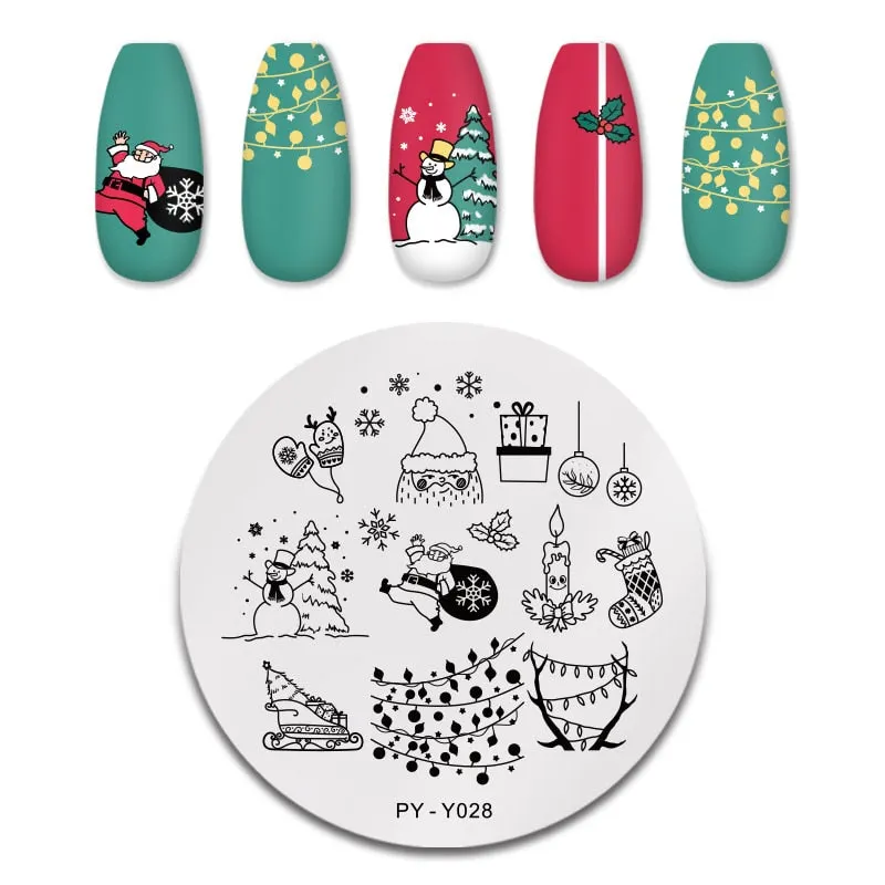 PICT YOU Christmas Nail Stamping Plates Snowflake Festival Pattern Nail Art Image Plates Nail Printing Stencil Templates-Nail Inspo