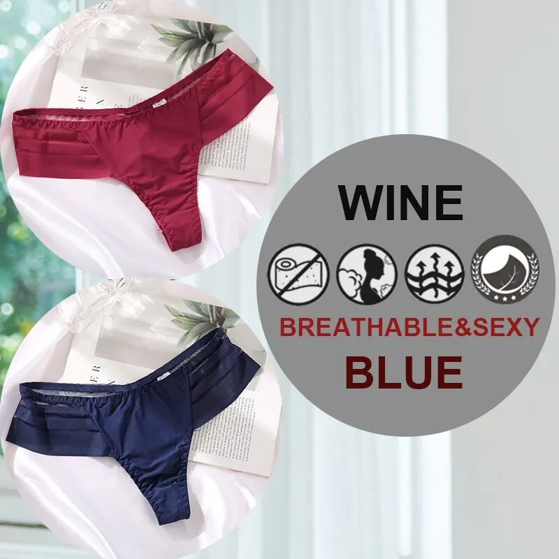 FINETOO 2PCS/Set M-XL G-string Women's Panties Sexy Perspective Seamless Panties Underwear Female See-Through Underpant Lingerie