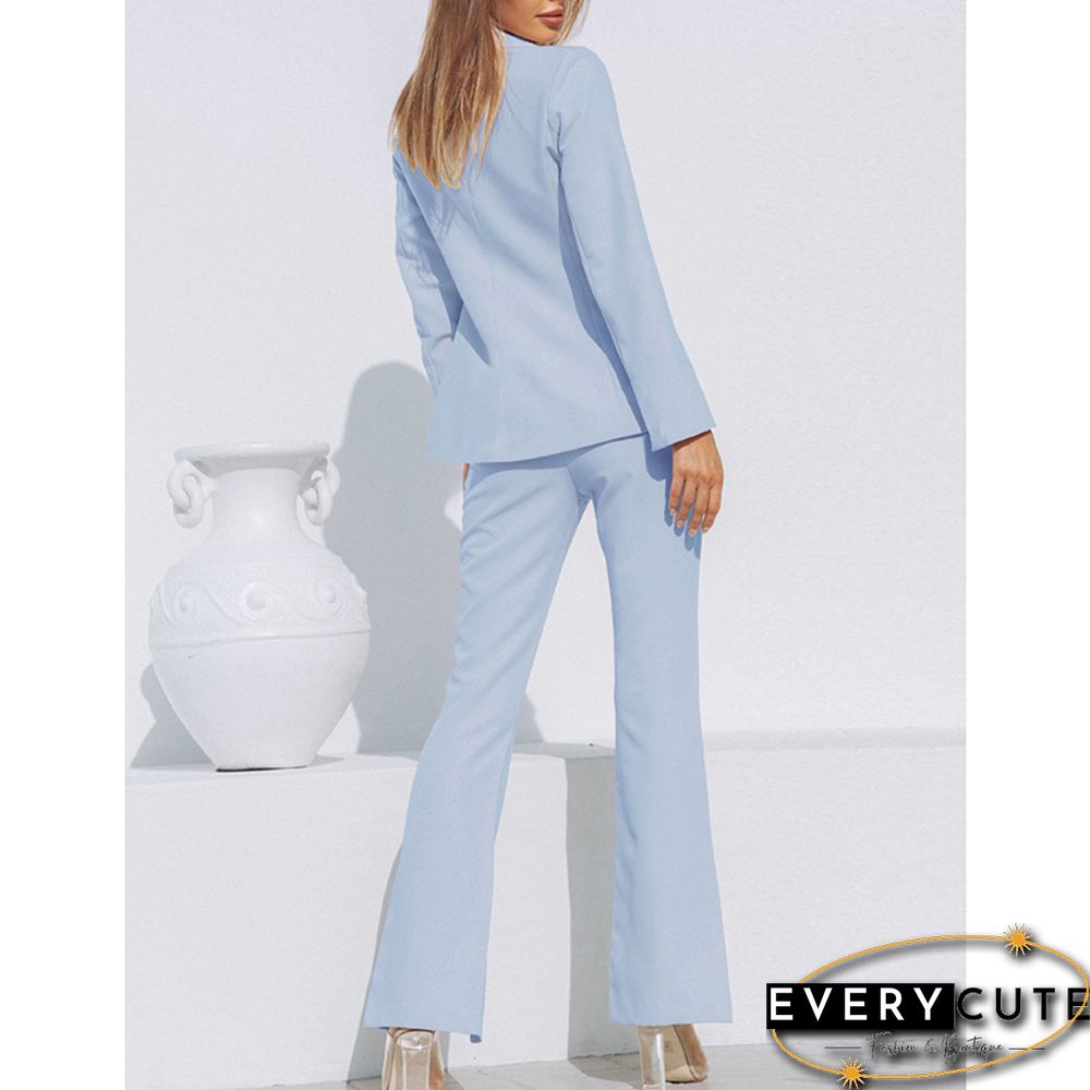 Light Blue One Button Blazer and Pants Set
