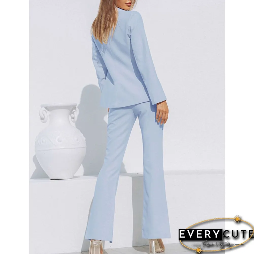 Light Blue One Button Blazer and Pants Set