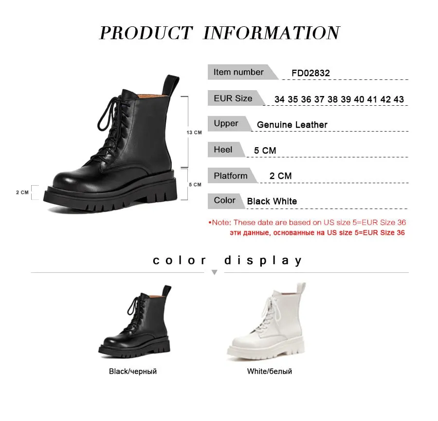 RIZABINA Size 34-43 2022 INS Woman Real Leather Ankle Boots Fashion Shoes Woman Short  Winter Warm Boots Platform Heel Footwear